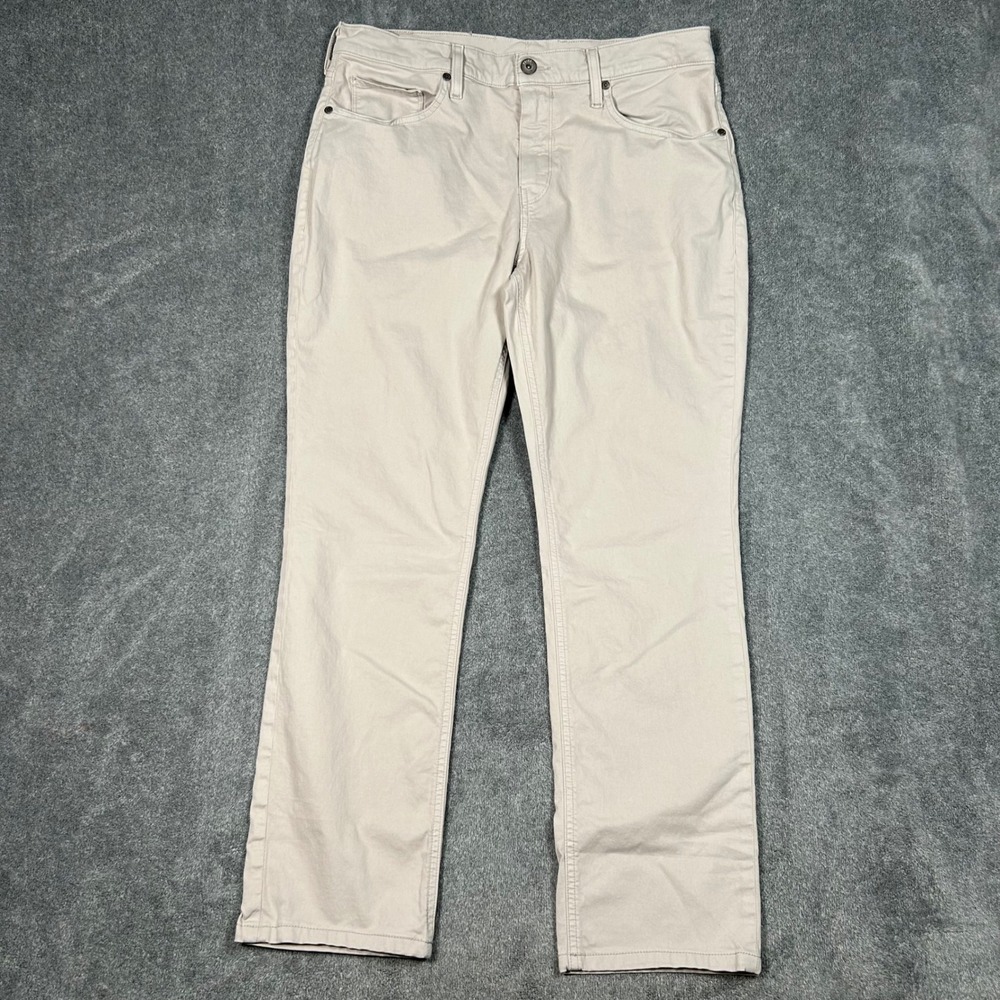 PAIGE Federal Pants Slim Straight Mens 36x32 Beige Stretch Cotton Chino 36x30